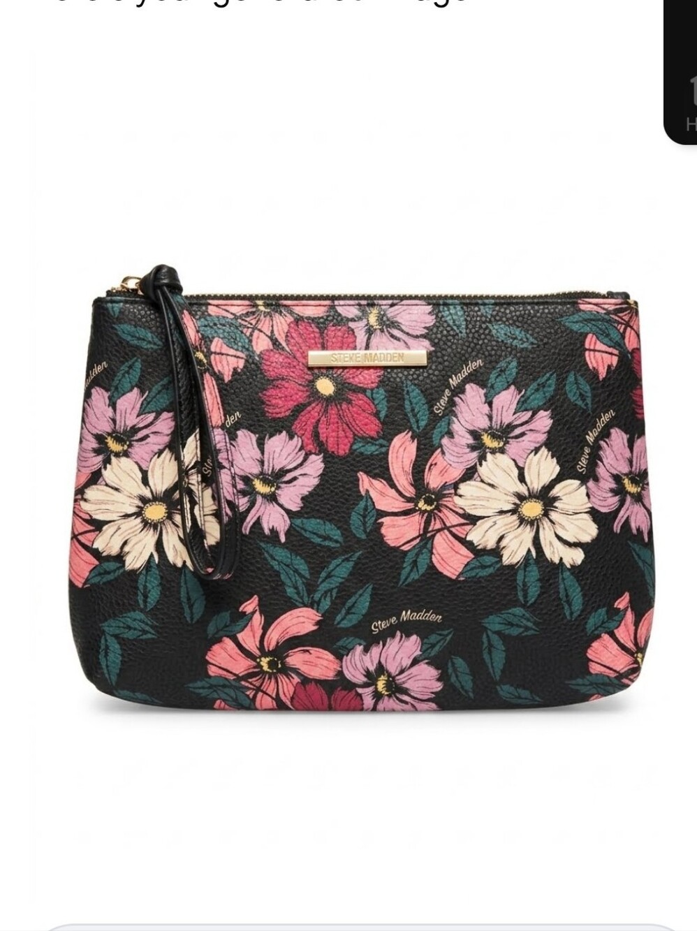 Steve Madden Black Floral Pouch
